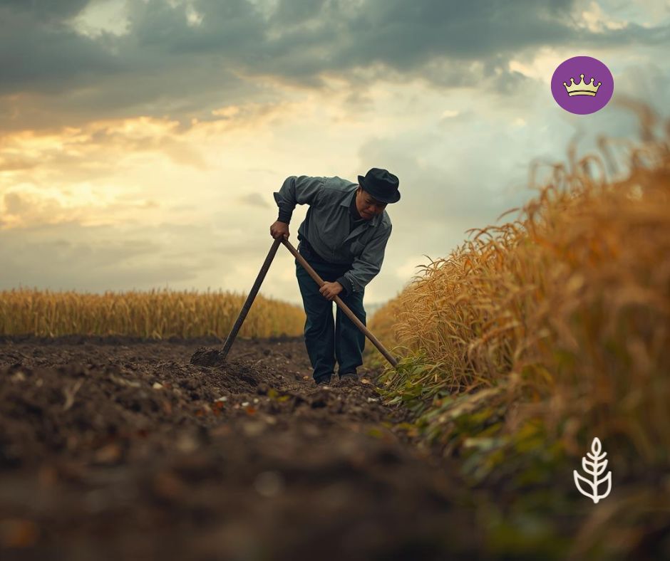 Uomo che coltiva la terra