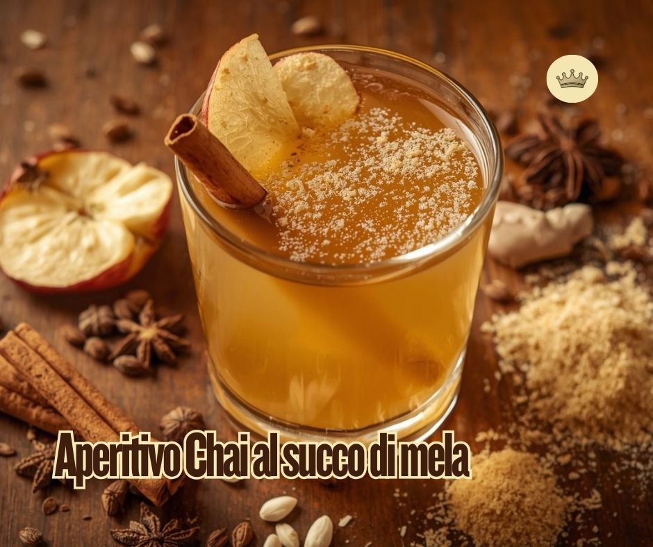 Bicchiere con aperitivo al succo di mela