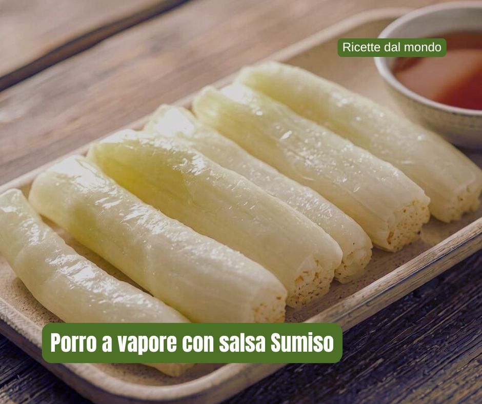 Vassoio di porri cotti a vapore