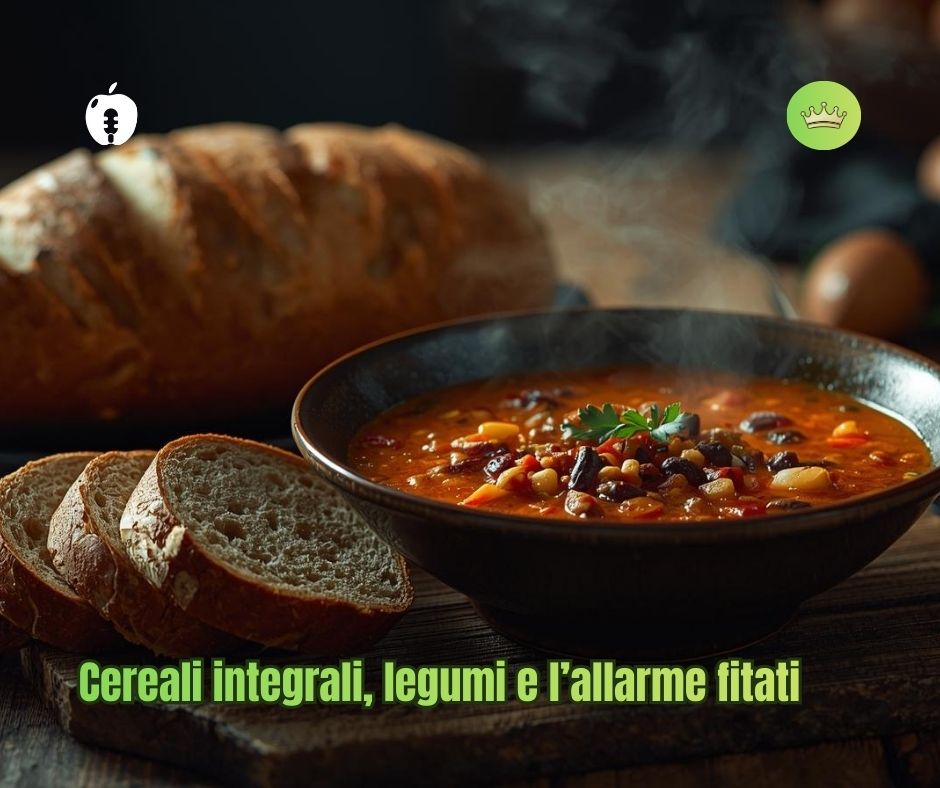 Zuppa di legumi e cereali con pane integrale a pasta madre