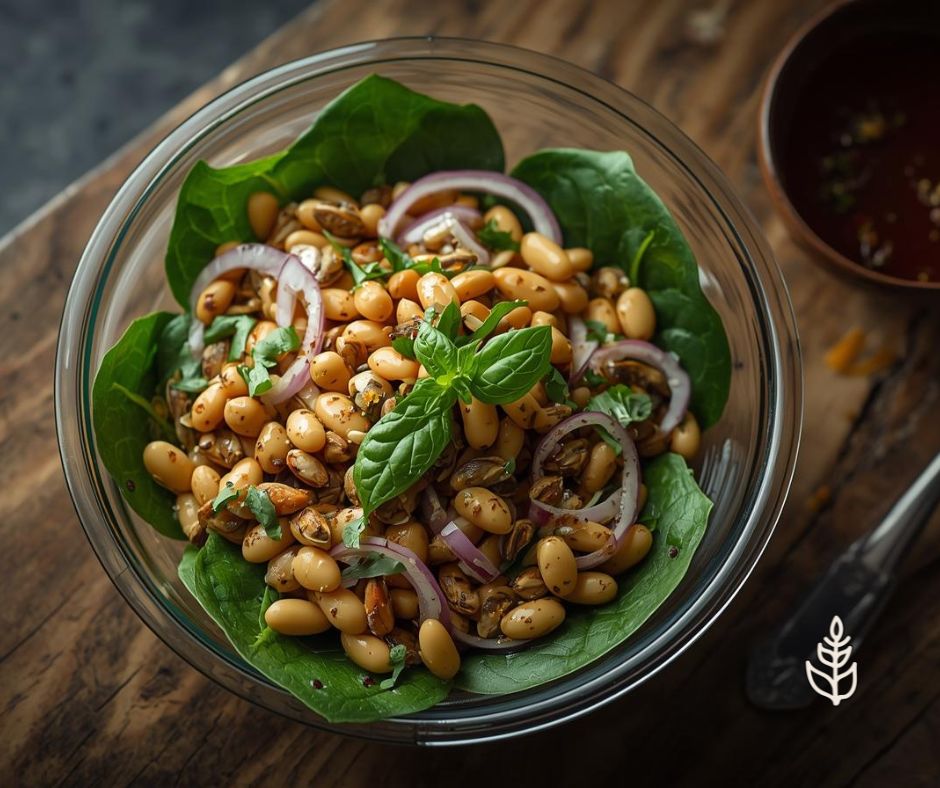 Insalata di fagioli alle erbe di primavera