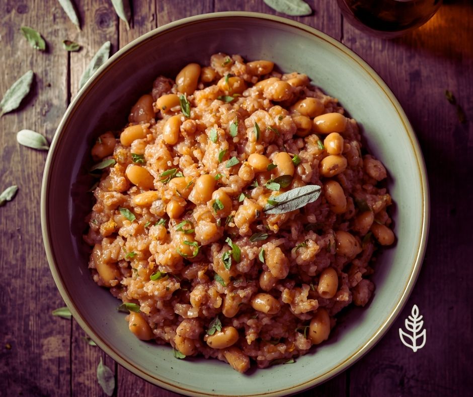 Riso integrale con salvia e fagioli