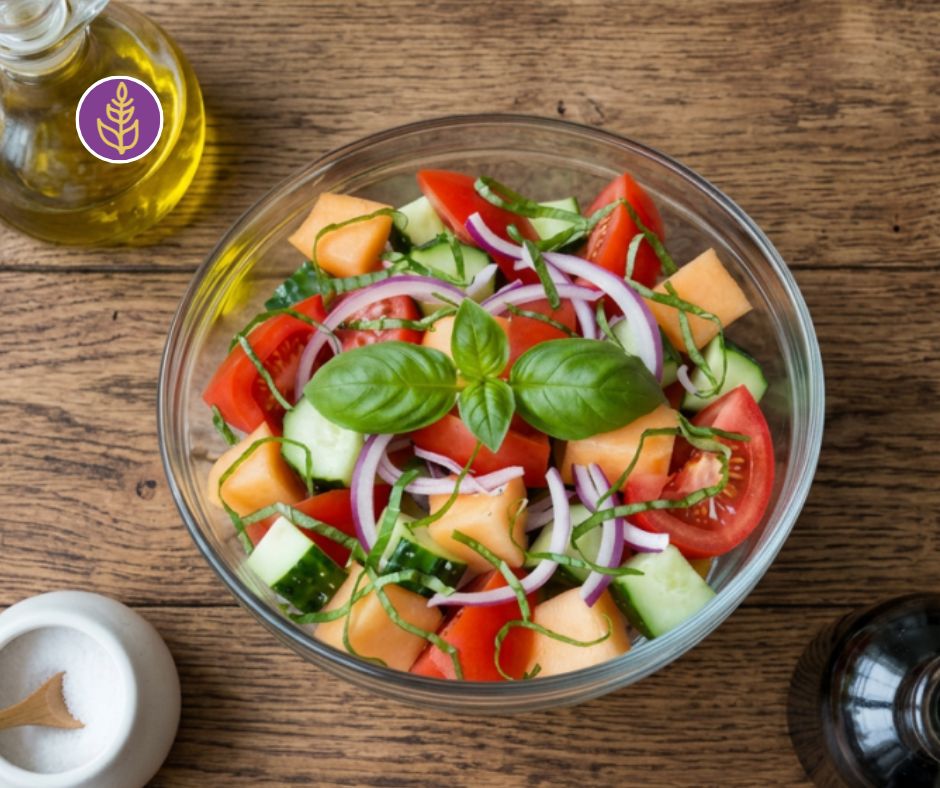 Insalata colorata di cetrioli e melone